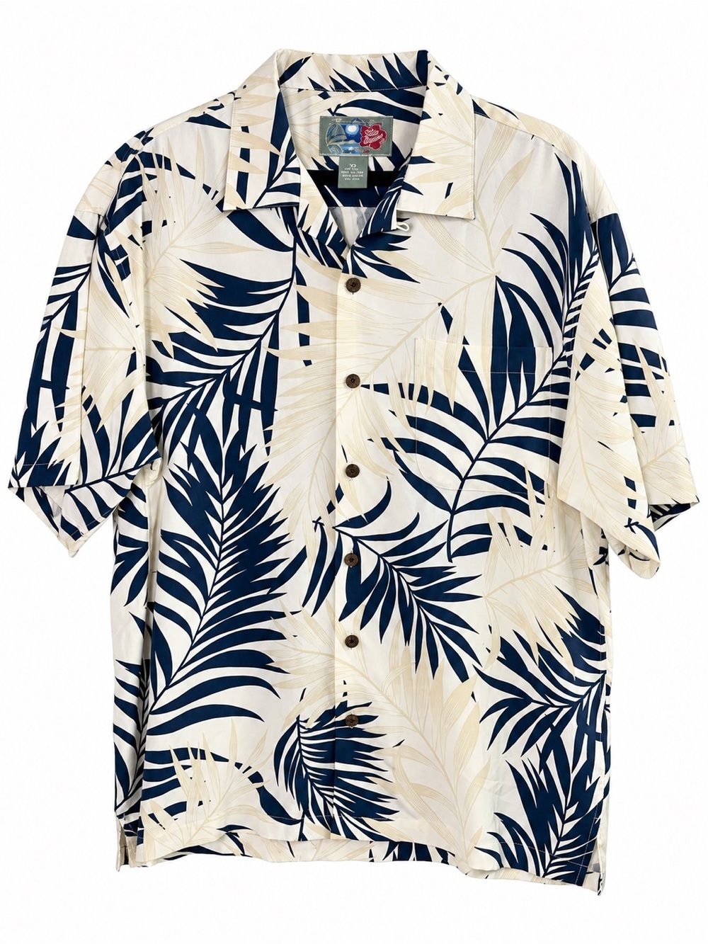 Hilo Hattie 100% Silk Palm Leaf Hawaiian Shirt S